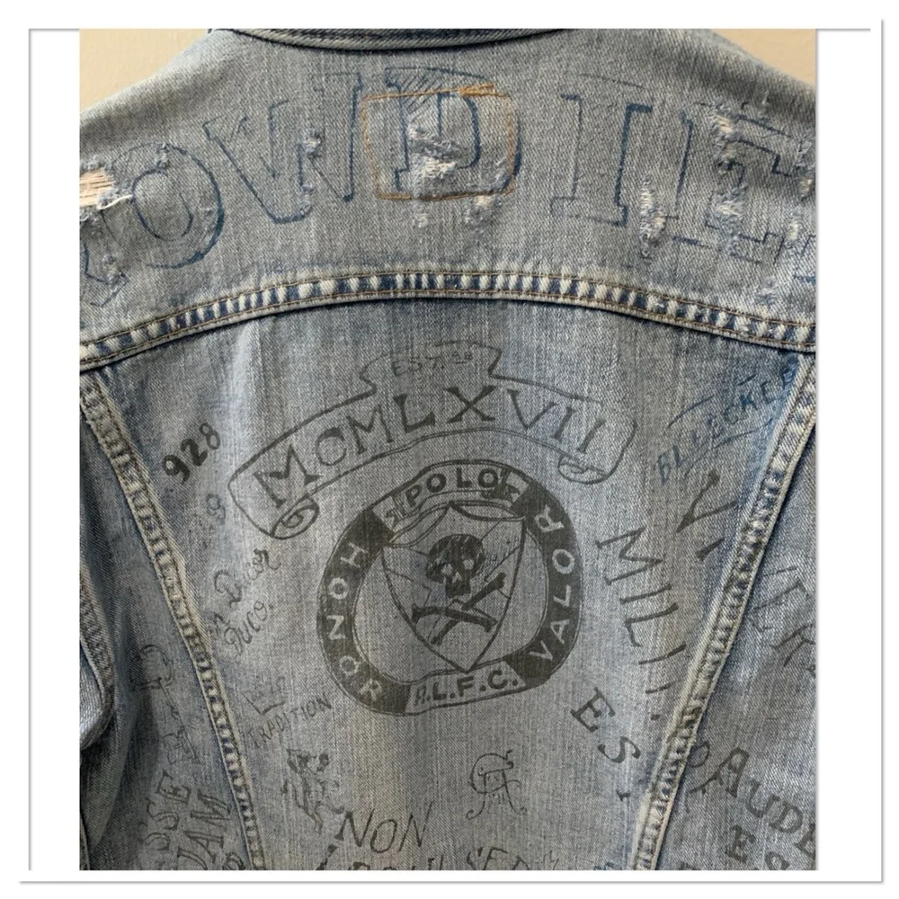 Polo Ralph Lauren Graffiti Print Patch Jean Jacket Size Medium - Picture 10 of 13